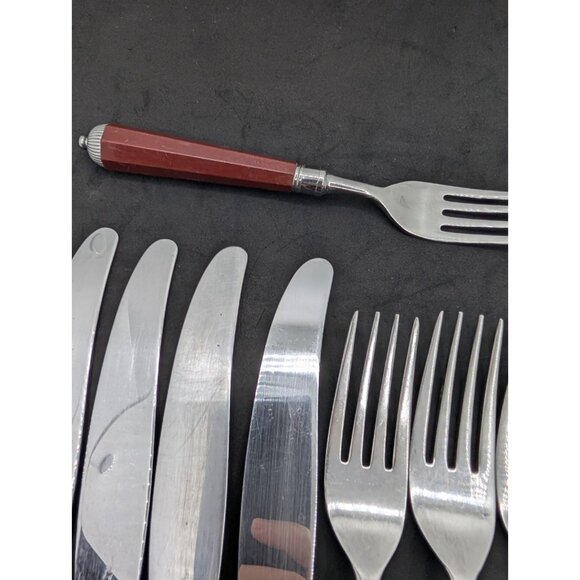 Laslo for Mikasa Silverware Plastic handle Burgundy faceted 17 Pieces HTF READ - Picture 16 of 16